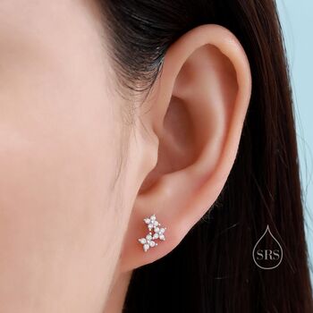 Cz Hydrangea Bouquet Internally Threaded Flat Back In Sterling Silver, 3 of 12