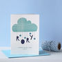 Personalised Cloud And Stars New Born Card Blue, thumbnail 3 of 4