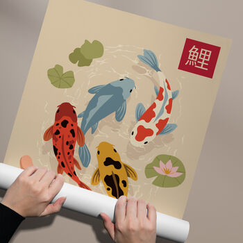 Koi Fish Art Print | Japanese Style Calm Zen Wall Decor, 5 of 6