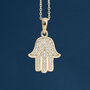 9ct Yellow Gold Cz Hamsa Hand Of Fatima Necklace, thumbnail 1 of 11