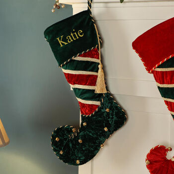 His And Hers Personalised Velvet Christmas Stockings, 5 of 7