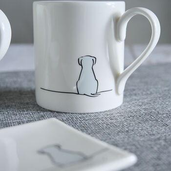 Sitting Dog Mug, Light Grey, Fine Bone China, 3 of 7