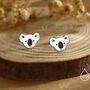 Koala Bear Stud Earrings In Sterling Silver, thumbnail 1 of 10