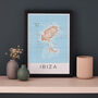 Framed And Personalised Ibiza Map Print, thumbnail 4 of 7