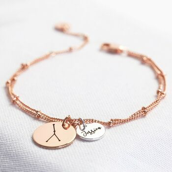 Personalised Constellation Double Disc Charm Bracelet, 4 of 8