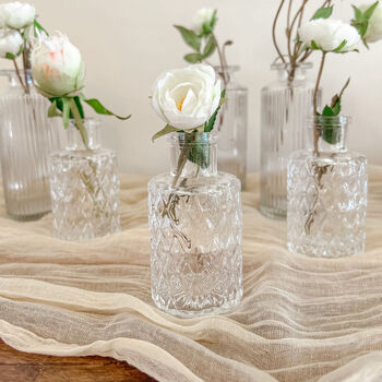 Textured Mini Glass Bottle Vase Nine.5cm Wedding Vase, 3 of 4