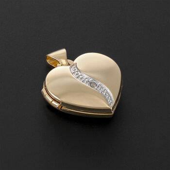 Personalised 9ct Gold Diamond Heart Locket Necklace With Photos, 3 of 7
