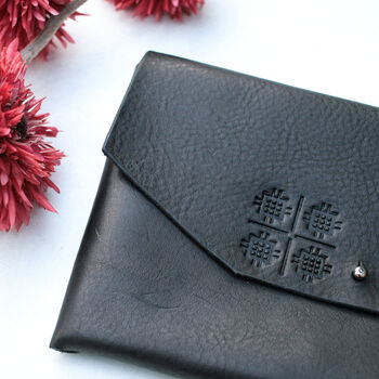 Hand Sewn Black Leather Clutch Bag, 3 of 6