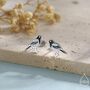 Sterling Silver Magpie Bird Stud Earrings With Enamel, thumbnail 1 of 11