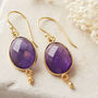 Amethyst Oval Drop Gold Plated Earrings, thumbnail 1 of 12