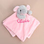 Personalised Pink Elephant Baby Comforter, thumbnail 1 of 8