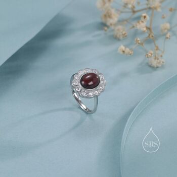 Sterling Silver Vintage Inspired Dark Garnet Cz Ring, 8 of 12