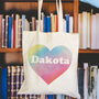 Rainbow Tie Dye Heart Personalised Tote Bag, thumbnail 2 of 3