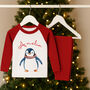 Personalised Kids Christmas Pyjamas Penguin, thumbnail 4 of 4