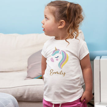 Personalised Glitter Unicorn Tshirt Top For Young Girls, 2 of 2
