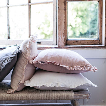 Oli Ruffle Linen Cushion Silver Grey, 6 of 8