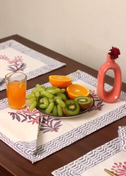 Pink And Grey Print Table Mat And Napkin Set Of Two, 3 of 3