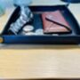 Personalised Black Leather Desk Accessories Tray, thumbnail 4 of 12