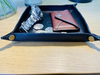 Personalised Black Leather Desk Accessories Tray, 4 of 12