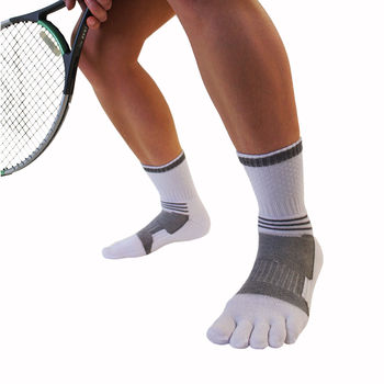 Sports Tennis Ankle White And Grey Toe Socks, 2 of 4