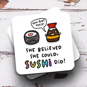 Personalised Mug 'She Believed Sushi Did', 3 of 3