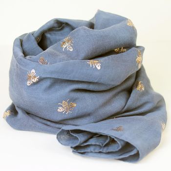 Personalised Rose Gold Bee Print Scarf, 6 of 9