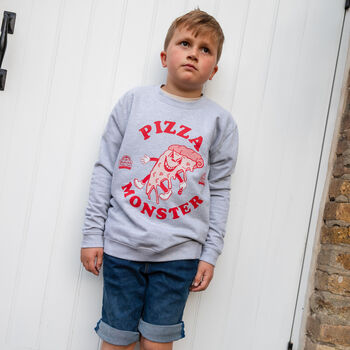 Pizza Monster Boys' Slogan Sweatshirt, 3 of 4