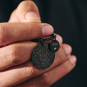 Star Map Memorable Date Black Steel Keyring, 2 of 11
