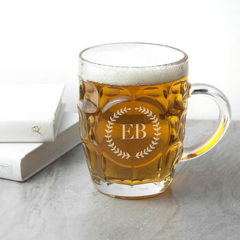 Monogrammed Wreath Dimpled Beer Glass, 2 of 6