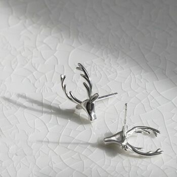 Sterling Silver Stag Stud Earrings, 4 of 7