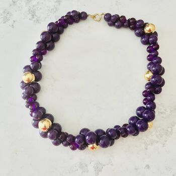 Original Vintage 1980s Purple Bauble Necklace, 6 of 6