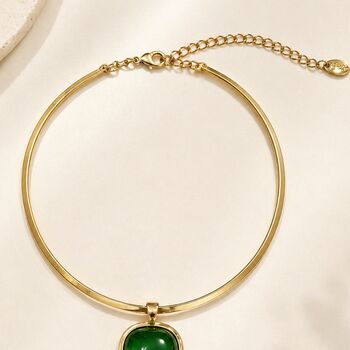 Gold Triple Faux Gem Pendant Collar Necklace, 3 of 3