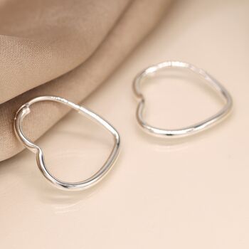 Sterling Silver Heart Hoop Earrings, 3 of 7