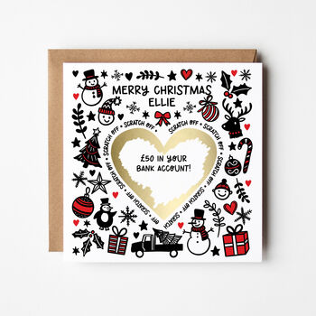 Surprise Scratch Reveal Personalised Christmas Card White, 3 of 3