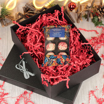 Christmas Reindeer Champagne Flute With Chocolate And Decoration Gift Set, 6 of 7