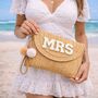Personalised Mrs Straw Pom Pom Clutch Cross Body Bag, thumbnail 3 of 4