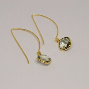 Green Amethyst Gold Dangle Drop Earrings, 5 of 5