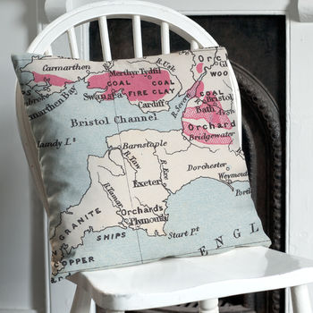 Personalised British Isles Vintage Map Cushion, 2 of 7