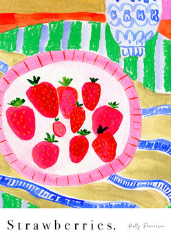 Strawberries Still Life Art Print Watercolour Poster, 3 of 6