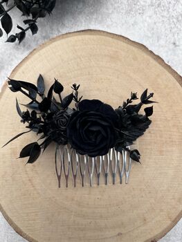 Black Gothic Flower Hair Comb, 4 of 4