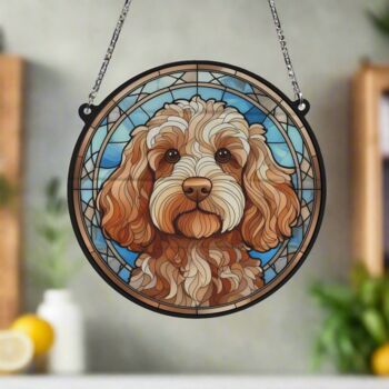 Cockapoo Golden Stained Glass Effect Suncatcher, 5 of 6