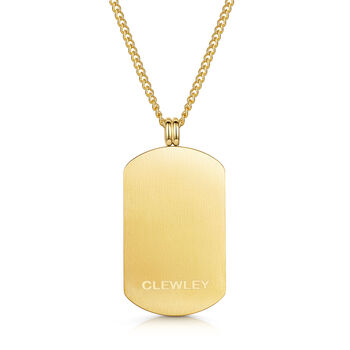 Large Dog Tag With Plate 18 K Gold Plated Steel, 5 of 6