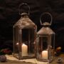 Set Of Two Gray Brush Vintage Hanging Candles Lantern, thumbnail 1 of 4
