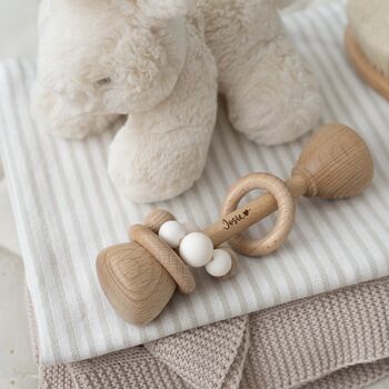 Personalised Wooden Baby Rattle, 2 of 9