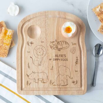 Personalised Wooden Safari Breakfast Egg Board, 3 of 4