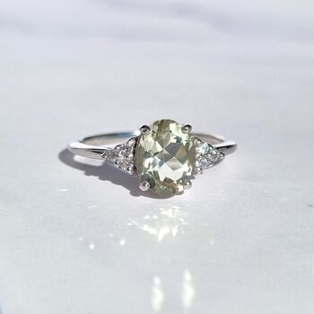 Green Amethyst Ring In Sterling Silver And Gold Vermeil, 4 of 8