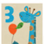 Giraffe Age Three Greetings Card, thumbnail 2 of 2