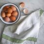 Off White Olive Stripe Napkin | Finest Belgian Linen, thumbnail 1 of 2