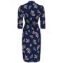 Mabel Long Sleeve Dress In Navy Floral 1940s Style, thumbnail 2 of 3