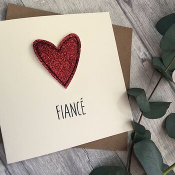 Fiancé / Fiancée Glitter Heart Birthday Card, 3 of 3